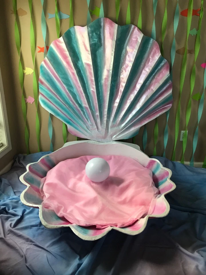 Molusco para sessão de fotos Disney Giant 5 SeaShell com cama de pérolas rosa e pérola - Imagem 2 de 4