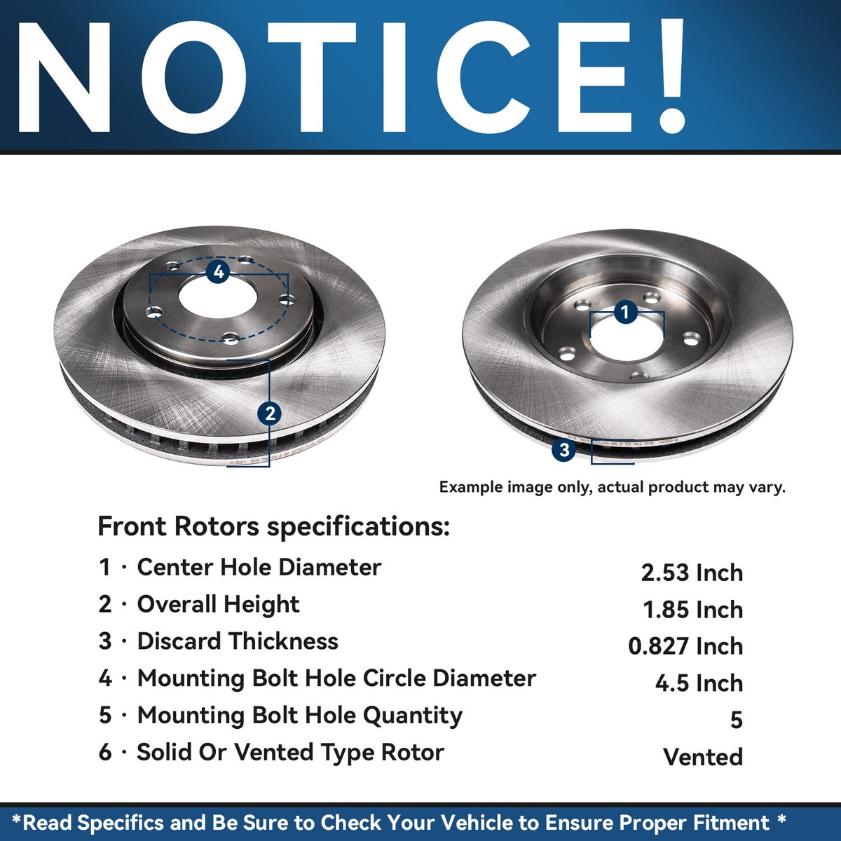 Detroit Axle Front Drilled & Slotted Brake Rotors 11.10'' For Acura CSX ILX Honda Accord CR-V CR-Z Civic Element