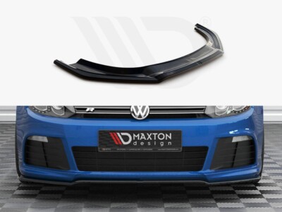 For VW Golf R MK6 Maxton Design Front Diffuser V2 Gloss Black ABS
