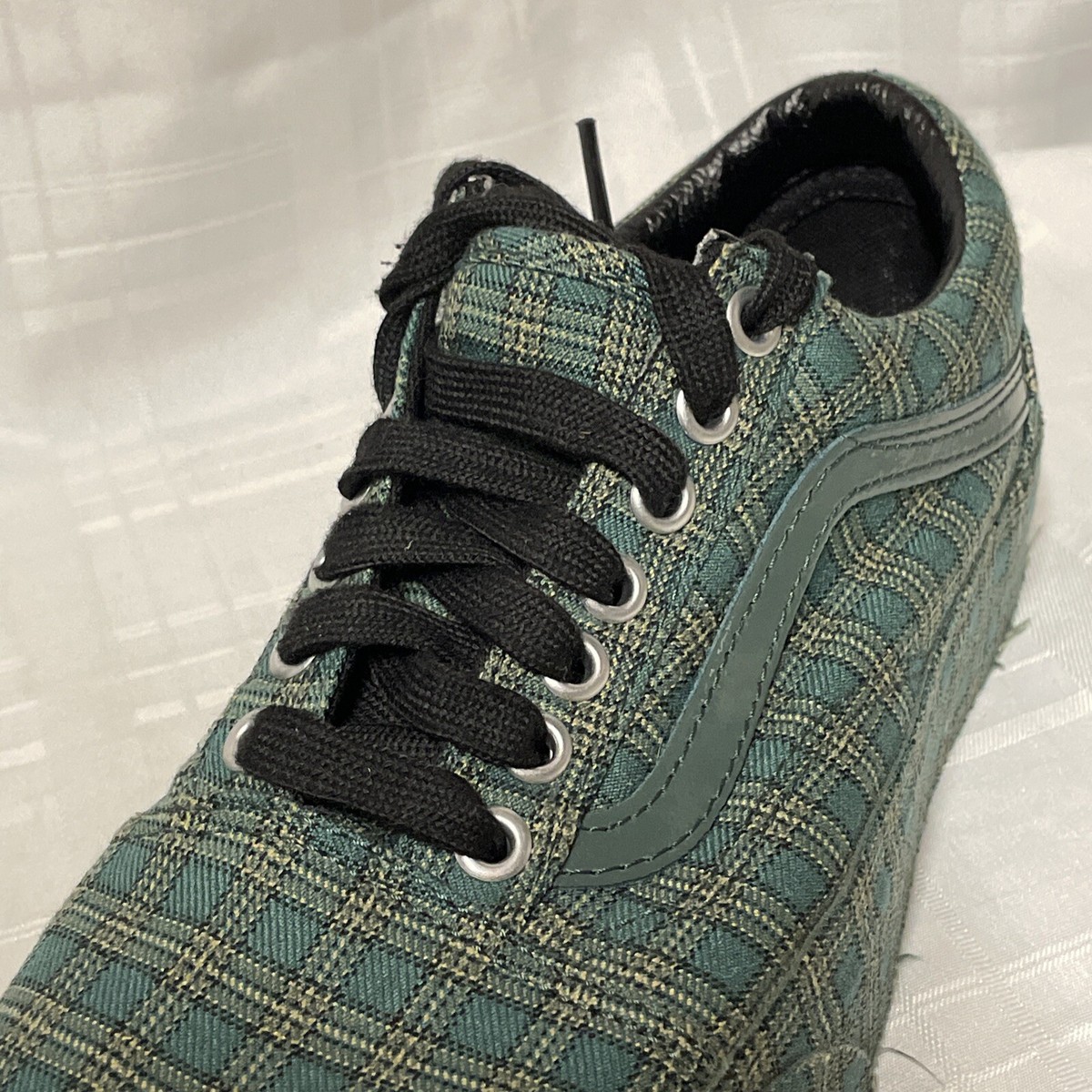 Vans Platform Old Skool Green Tartan Plaid Sneakers Men 6.5 