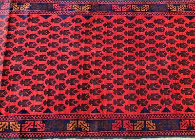 Handmade Afghan Herati Tribal Accent Rug 3'x6' Camel Hair Natural Dyes Geometric