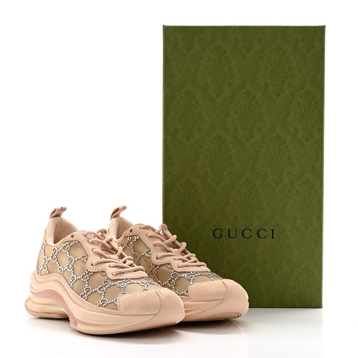 GUCCI RUN スニーカー GUCCI Run GG Crystal Mesh Blush Monogram Sneakers Shoes 38.5, US