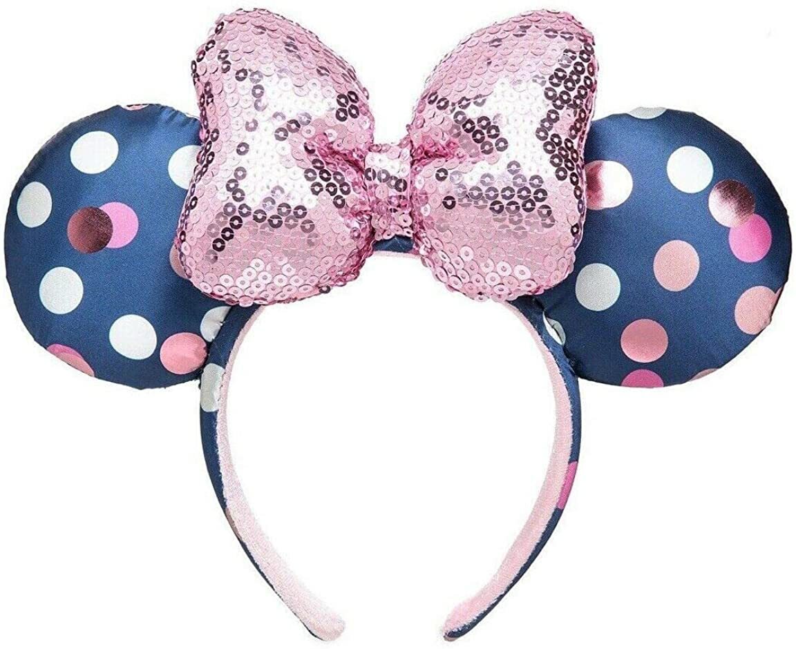 Disney Parks Minnie Mouse Navy Blue Polka Dot Ears Pink  display picture 1