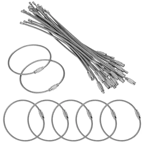 40x argento 2,0 mm * 150 mm filo portachiavi cavo metallo bagaglio tag anelli portachiavi USA - Foto 8 di 16