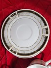 4 Majesty Bellvue Sango China Cup & Saucer Sets Black White 10 1/2" Gold trim — photo 5