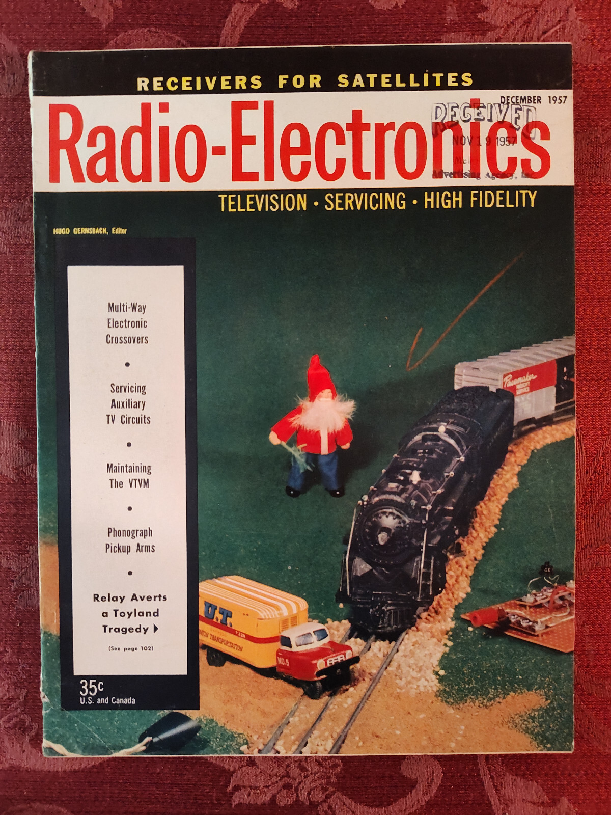 RADIO-ELECTRONICS magazine December 1957 Light Triggered Relay Gadget ...