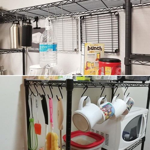 5/10/20Pc S Type Hanging Hook Kitchen Bathroom Bedroom Metal Hanger Black/Silver - Picture 7 of 9