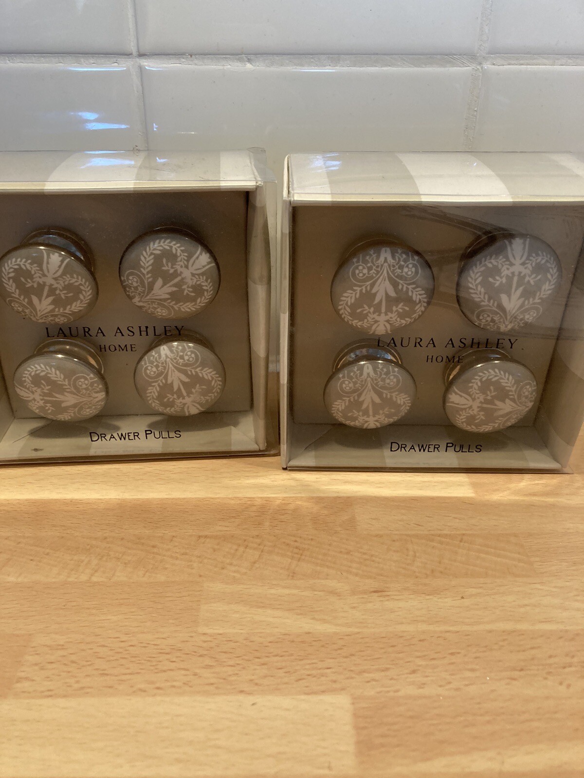 Laura Ashley Josette Grey & White Drawer Pulls/ Knobs. Small Door Knobs