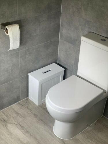 White Bathroom Storage Toilet Paper Cabinet Cleaning Product Tidy Box Unit - Picture 9 of 9