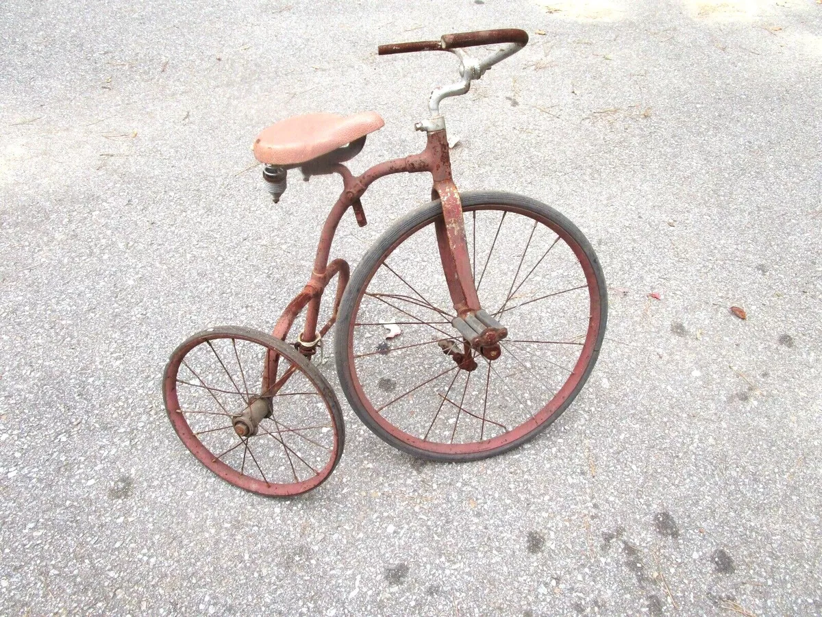 Antique Vintage Early 1900s Metal Child s Tricycle 3 Wheel Toy Bicycle