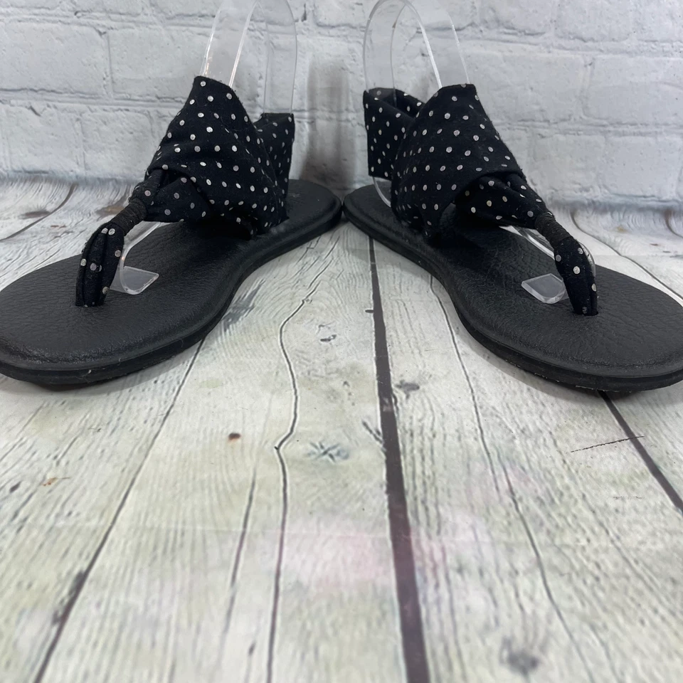 Sanuk Sandalia Mujer Talla 10 Yoga Mat Tanga Plano Lunares Eslinga Chanclas Foto 3 de 4