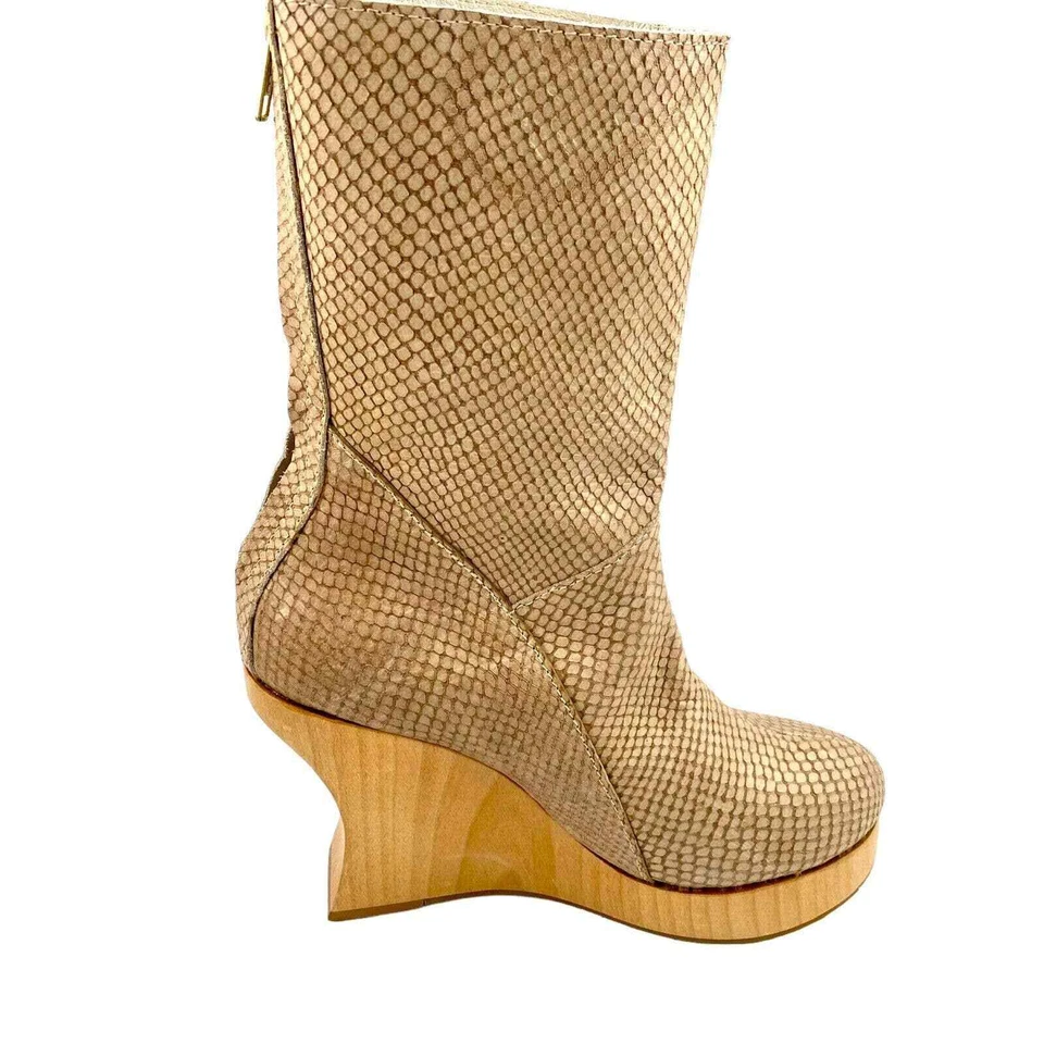 Alejandro Ingelmo Piton Piel de Serpiente Cuero Madera Plataforma Botas Artísticas Talla 8 Foto 2 de 4