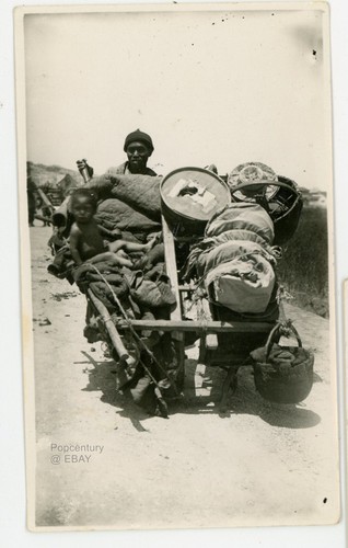 Vintage 1927 China Photograph Haiyuan Wheel Barrow Chinese Coolie Sharp Photo