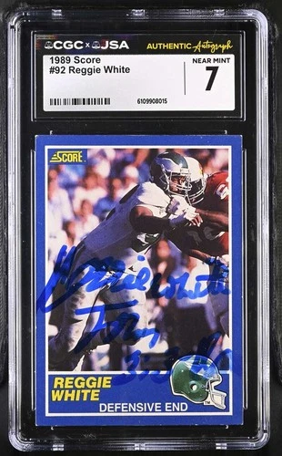 1989 Score Reggie White #92 Signed Auto Autograph CGC 7 WZ005
