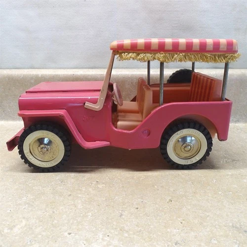 Vintage Tonka Pink Beach Surrey Jeep, Truck, Pressed Steel Toy Vehicle