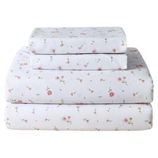 Pink Floral Queen Sheet Set Flower Bed Sheets Queen Size - 4 Piece Microfiber Pa