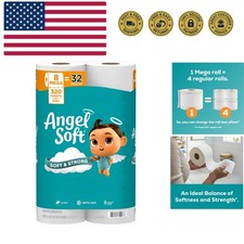 Toilet Paper, 8 Mega Rolls  32 Regular Rolls, Soft and Strong Toilet Tissue
