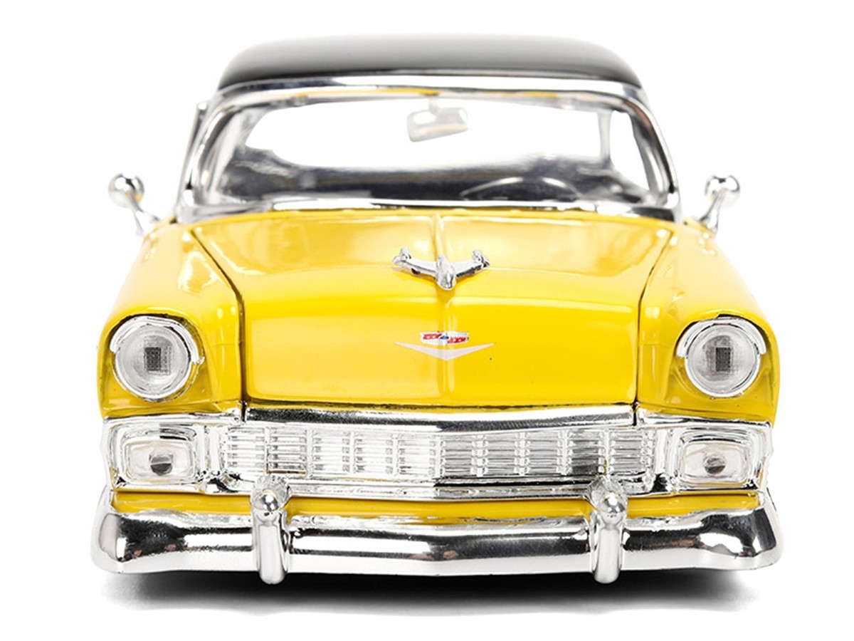 1956 CHEVROLET BEL AIR YELLOW & BLACK 1/24 DIECAST MODEL CAR BY