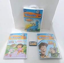 VTech V.Reader Learning System Video Game Cartridges Lot of 4 - Dora Tested Read