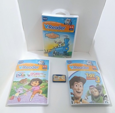 VTech V.Reader Learning System Video Game Cartridges Lot of 4 - Dora Tested Read