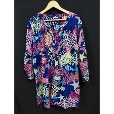 TALBOTS Multicolor Tunic Dress Print 3/4 Sleeve Knee Length See Measurements