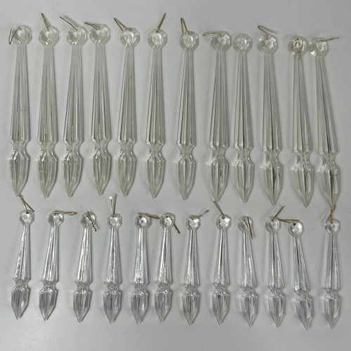 24 Vtg Hanging Spear PRISMS Lot Chandelier Pendant Lamp Clear Ornaments 6" 3.25"