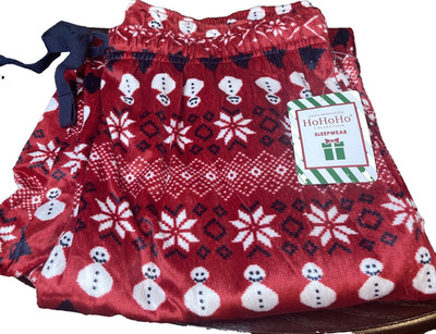 Basic Resources Ho Ho Ho Pajama Lounge Pants Red Snowmen Snowflakes Sz Large New
