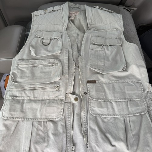 VTG Woolrich Vest Men's Utility Cargo Fishing Hunting Hiking, Straw, Medium