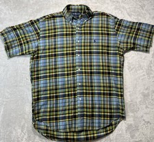 Vintage 90s Ralph Lauren Blake Mens Plaid Button Down Short Sleeve Shirt M