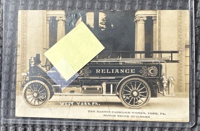 1912 Real Photo Postcard -Reliance Fire Engine-By Martin Carriage Works-York,PA