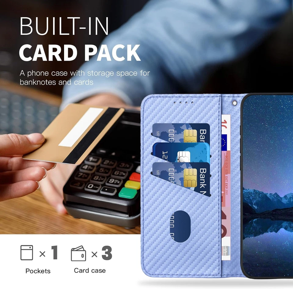 Carbon Fiber Flip Leather Case Wallet Cover For Oneplus Ace 5 Pro Ultra Nord CE5 - Image 2 of 4