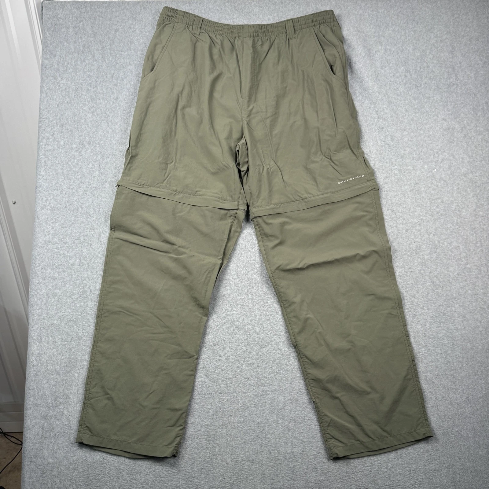 Columbia Convertible Pants Mens XL Olive Green PFG Performance Nylon Hiking