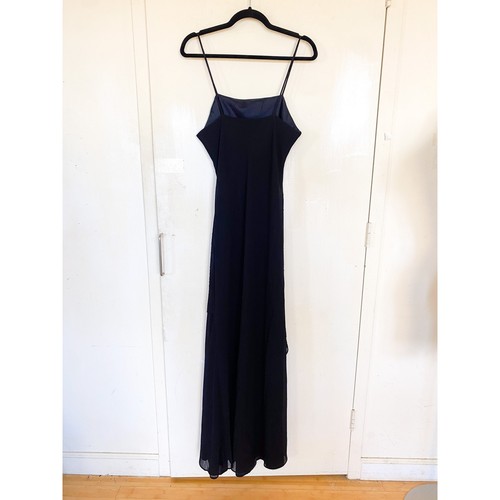 Vintage Aniella schwarz Perlen Abschlussball Maxikleid quadratischer Ausschnitt Damen große Fee Y2K - Bild 7 von 7