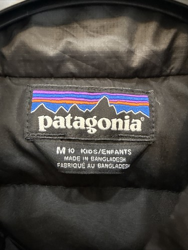 Patagonia Boys Medium 10 Down Sweater Full Zip Jacket Black Puffer 68245 - Picture 3 of 15