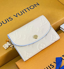 Louis Monogram Empreinte Rosalie Compact Coin Wallet Cream Blue
