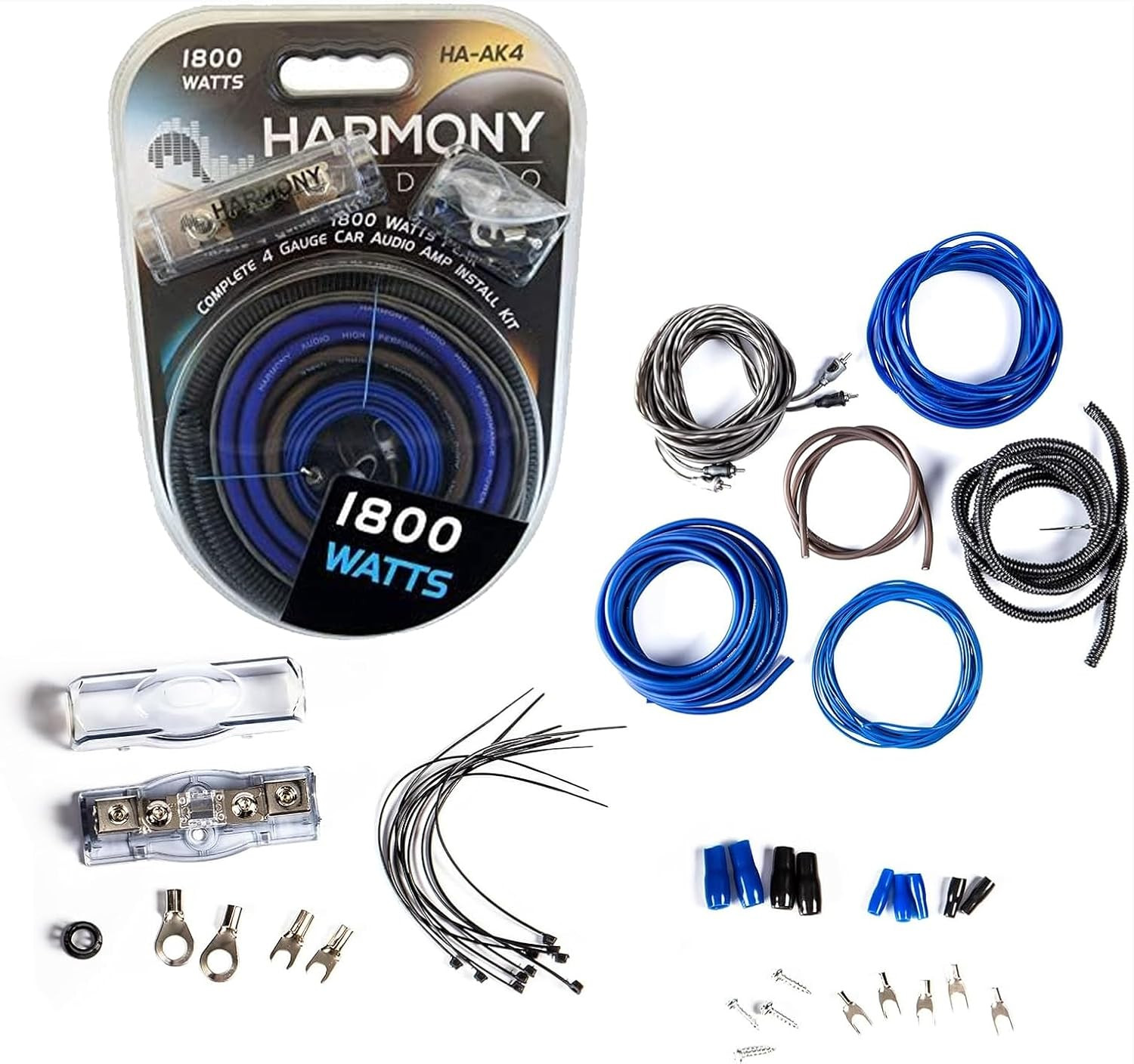 HA-AK4 Car Stereo Complete 4 Gauge 1800W Amp Amplifier Insta