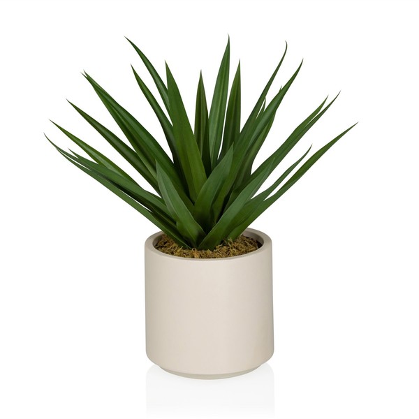 KüNstliche Pflanze 47 Cm, Kunstpflanze Im Topf Agave Plastik Pflanze Klein Deko-image