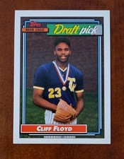 1992 Topps Rookie RC #186 Cliff Floyd Montreal Expos Baseball Card. rookie card picture