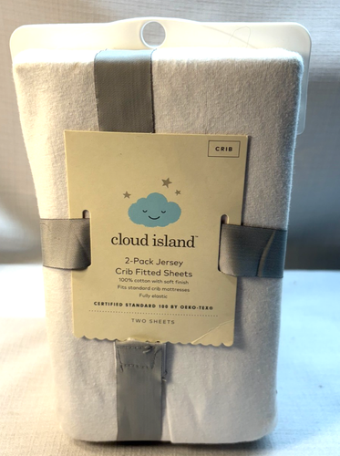 NEW! CLOUD ISLAND-2 Pack-WHITE Jersey Crib Fitted Sheets