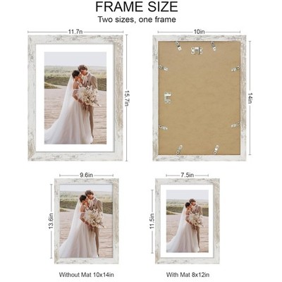 Gallery Wall Frames 10x14, Distressed White Wood, Set of 4