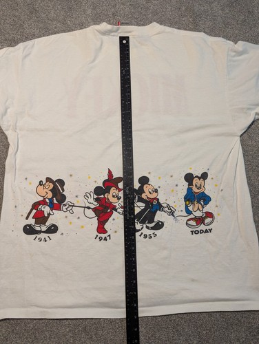 Camisa De Colección Mickey Mouse Para Hombre XL Blanca A Través De Los Años 90 Doble Cara - Imagen 8 de 9