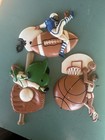 VTG 90s Burwood Boys Room Sports Wall Decor Football Baseball Basketball 3 Piece