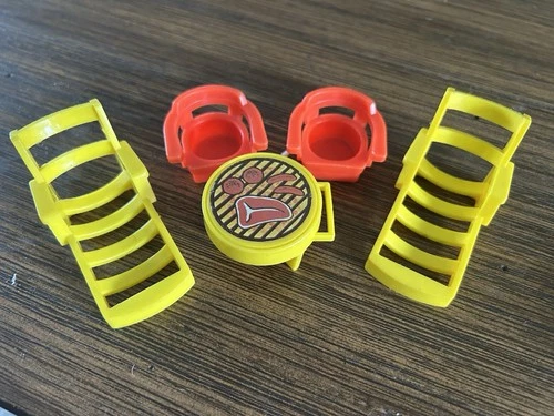 Vintage Fisher Price Little People Lot Happy Houseboat Deck Lounge Chairs Grill