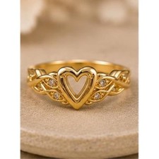 Gold Plated 925 Sterling Silver Heart Ring Ce...