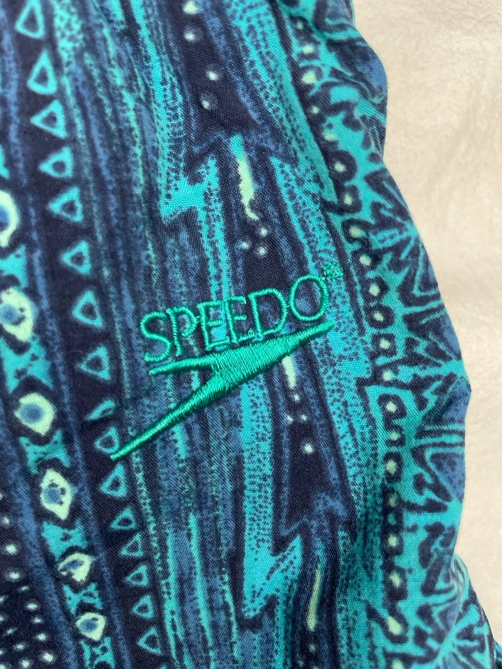 DE COLECCIÓN SPEEDO MUJER NATACIÓN PANTALONES CORTOS TALLA M/L Verde Azul Patrón Cordón Foto 2 de 4