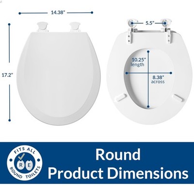 500EC 390 Toilet Seat with Easy Clean & Change Hinges, 1 Pack Round, Cotton W...