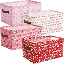 4 Pack Valentines Day Storage Baskets for Gifts Empty Collapsible Valentines Lau