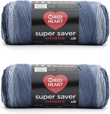 Red Heart Super Saver Ombre Navy Yarn - 2 Pack of 10Oz/283G - Acrylic - 4 Medium