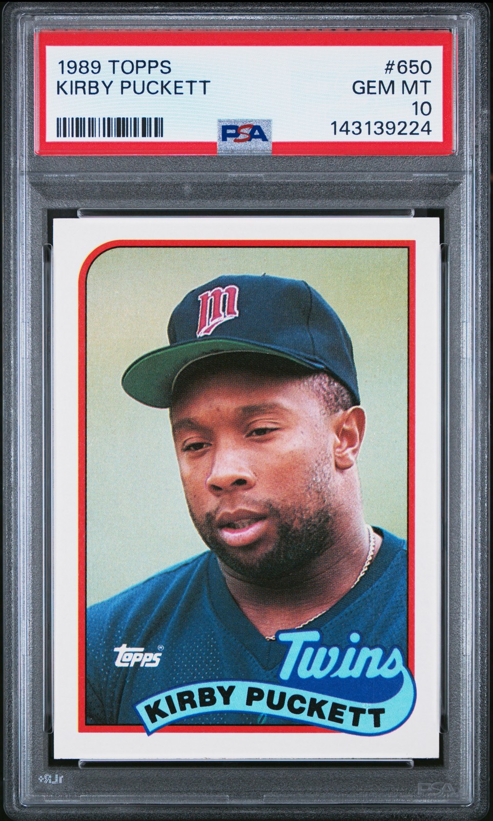 1989 TOPPS #650 KIRBY PUCKETT PSA 10
