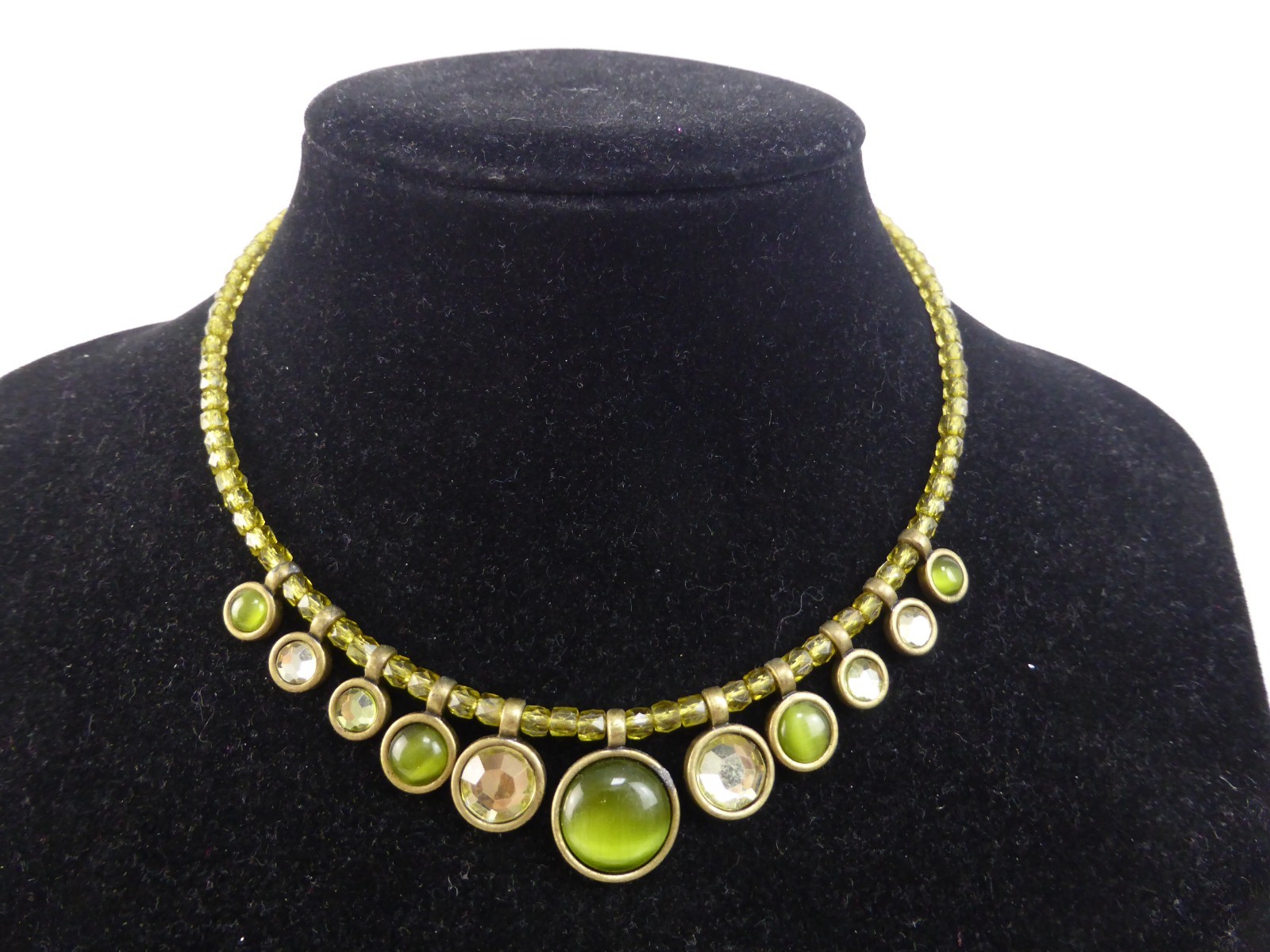 Green Beaded Charm Statement Necklace Unboxed